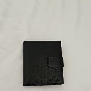 Lonchamp Le Foulonne Leather Kiss Lock Wallet Black